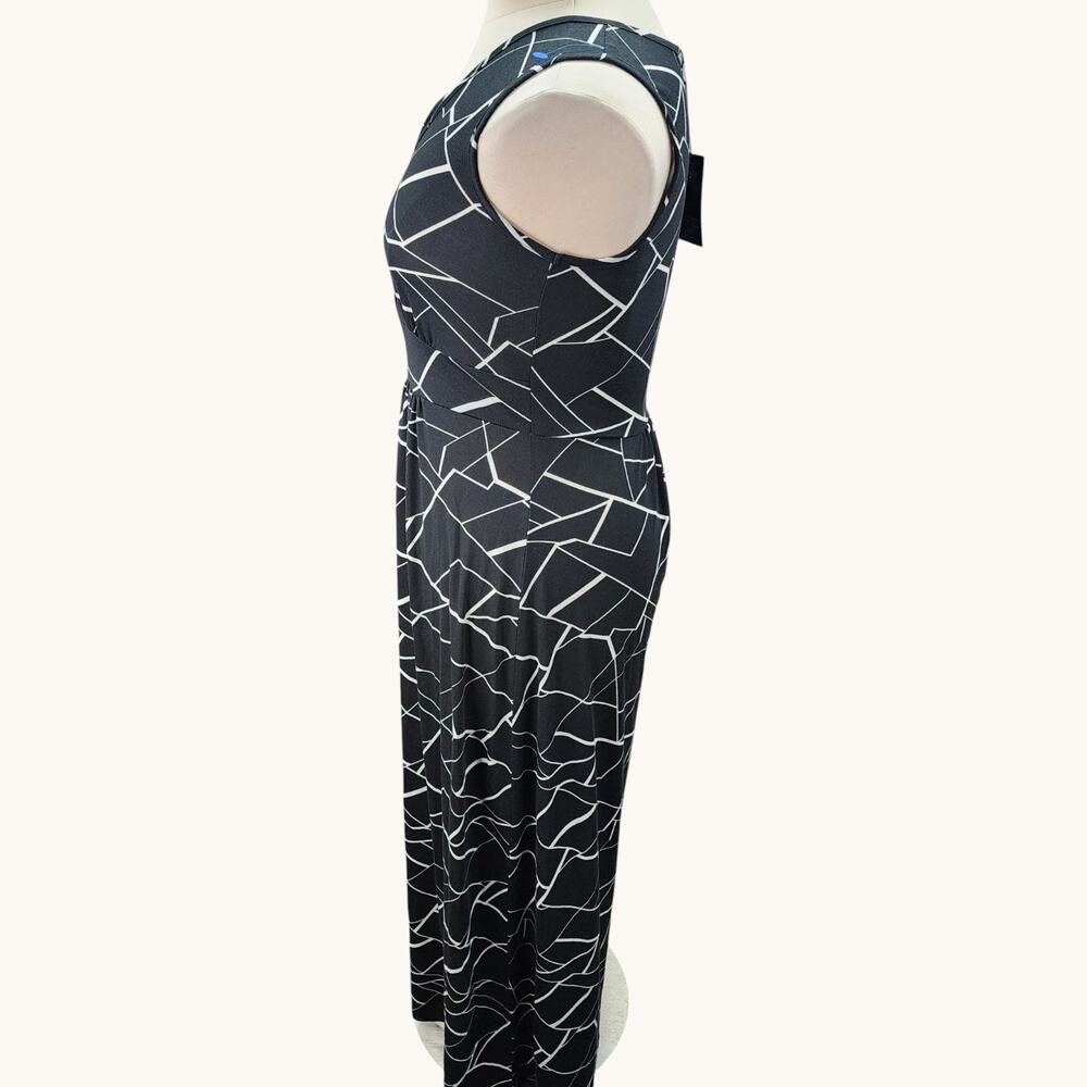 NWT Woosea Women’s XL Maxi Dress Black Geometric Sleeveless Crossover Neckline - Picture 5 of 11